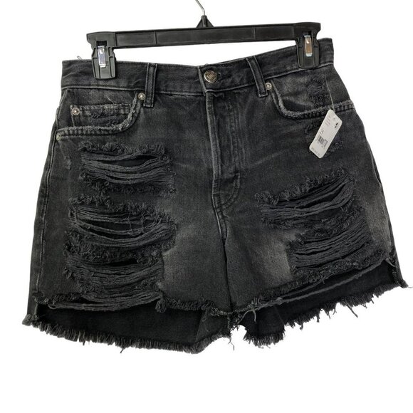 Free People Pants - FREE PEOPLE MAGGIE BLACK DISTRESSED SHORTS SIZE 25 NEW WITH TAG